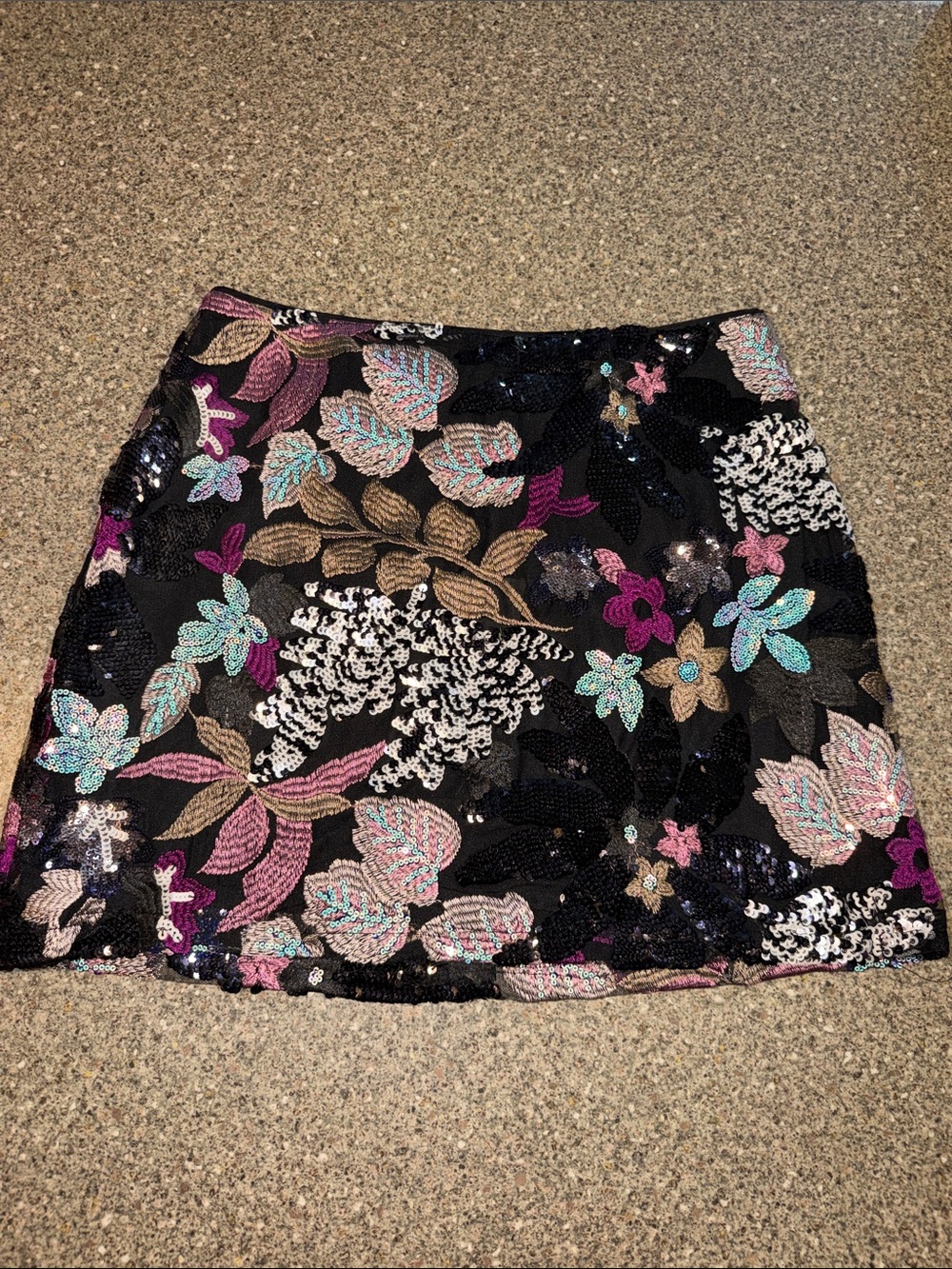 Vici Sequin Floral Mini Skirt